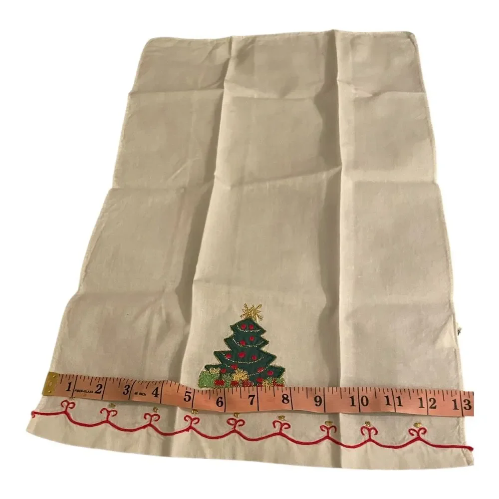 Vintage Lillian Vernon Christmas Holiday Appliqued Tea Towels 100% Cotton